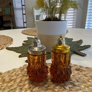 Vintage Salt and Pepper Shakers Amber Color Set of 2